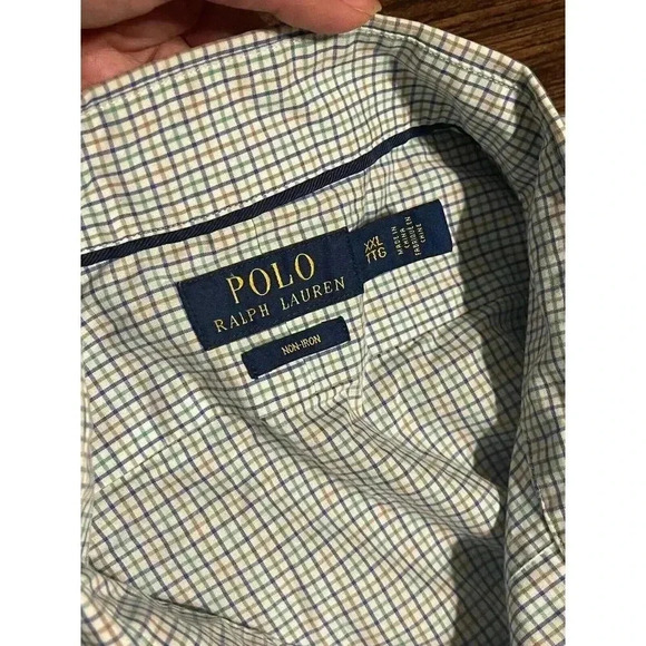Ralph Lauren Men’s Blue Green Collard Long Sleeve Shirt XXL - Picture 3 of 8